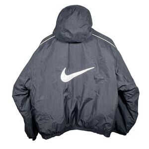 Vintage Nike White Tag Black Swoosh Jacket Medium 22x28